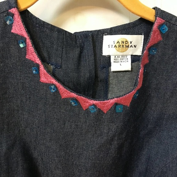 CSandy Starkman Denim Sleeveless Top w/ Embroidery - Picture 6 of 11